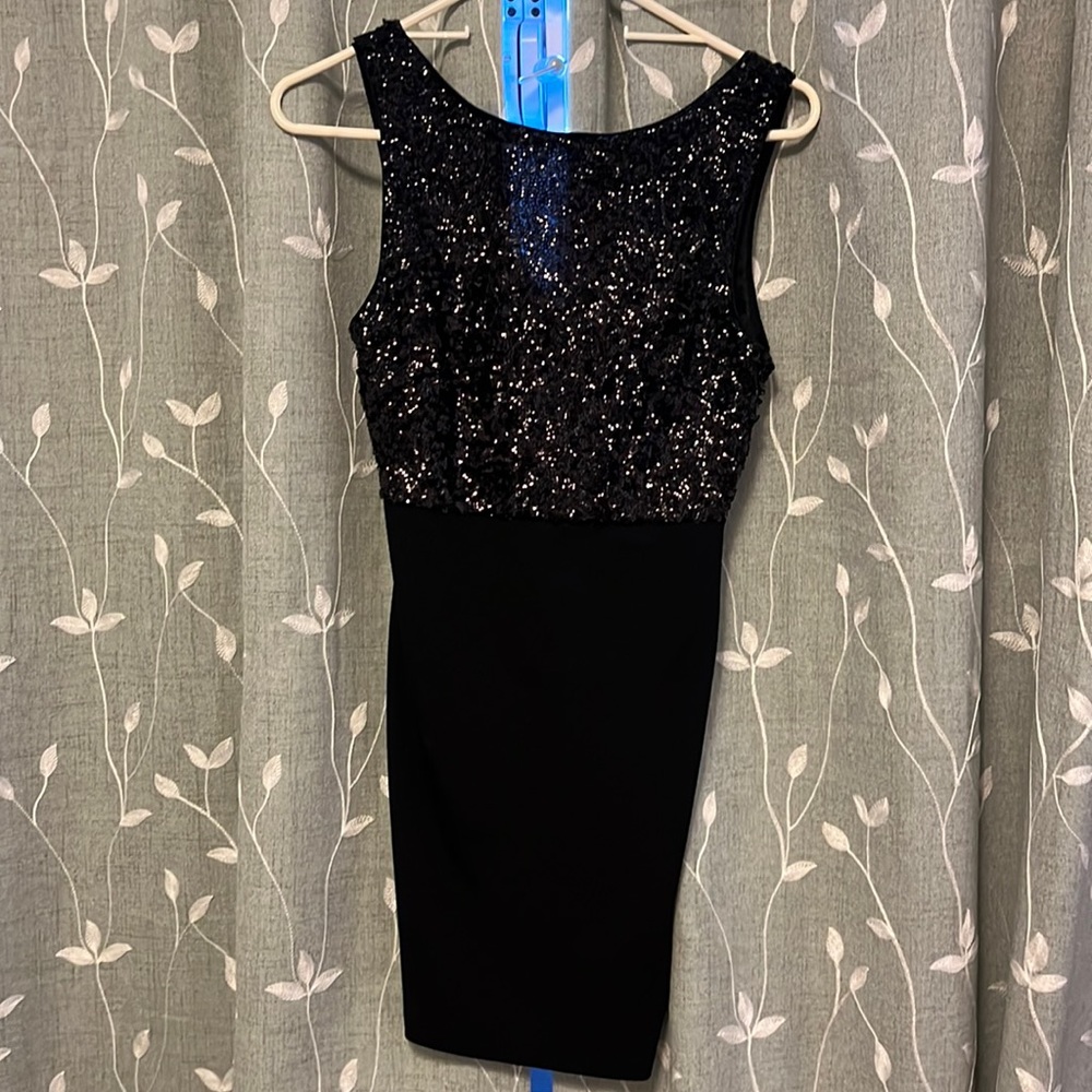 Black sequins cocktail dress